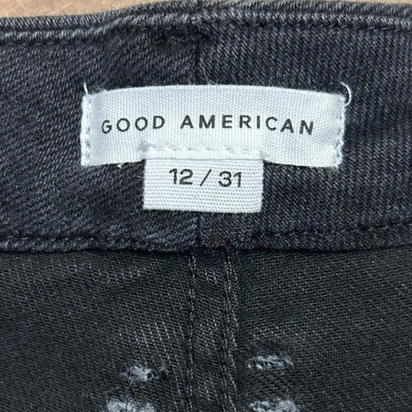 NWT Good American Good Curve Denim Shorts Women’s 12 Black High Rise Stretch - Picture 5 of 16